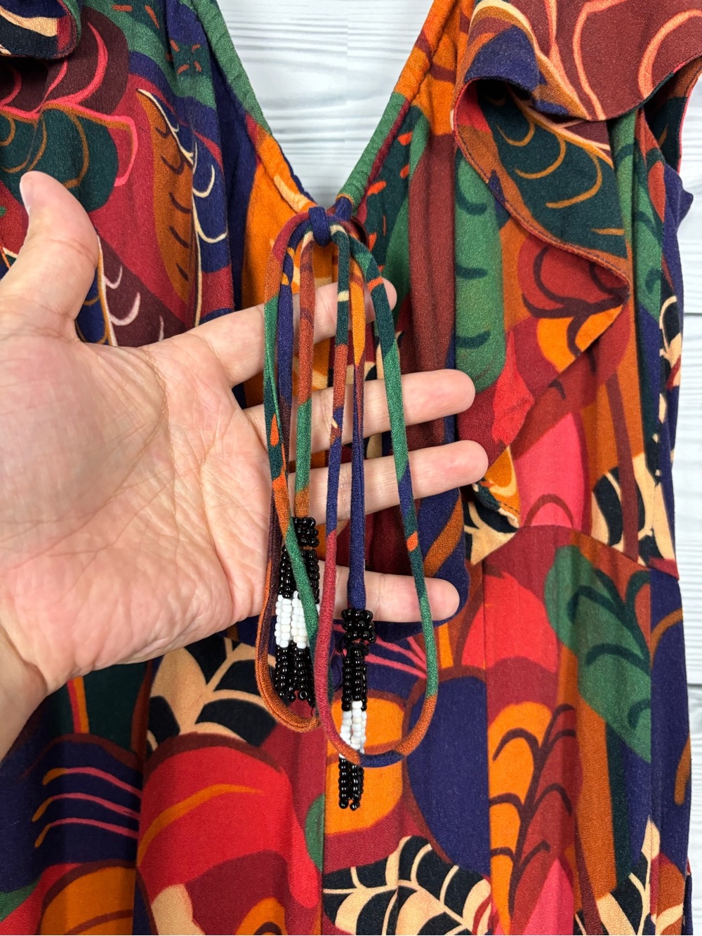 FARM Rio for Anthropologie abstract ruffled jumpsuit size XS colorful - Picture 10 of 14